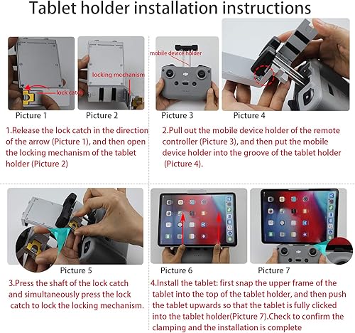 Miniatura 7 de Hanatora Soporte para tablet de control remoto RC-N1/N2 de 7.9-11 pulgadas para DJI Mavic 3, Air 3/2S, Mavic Air 2, Mini 2/2 SE, Mini 3 Pro Drone,