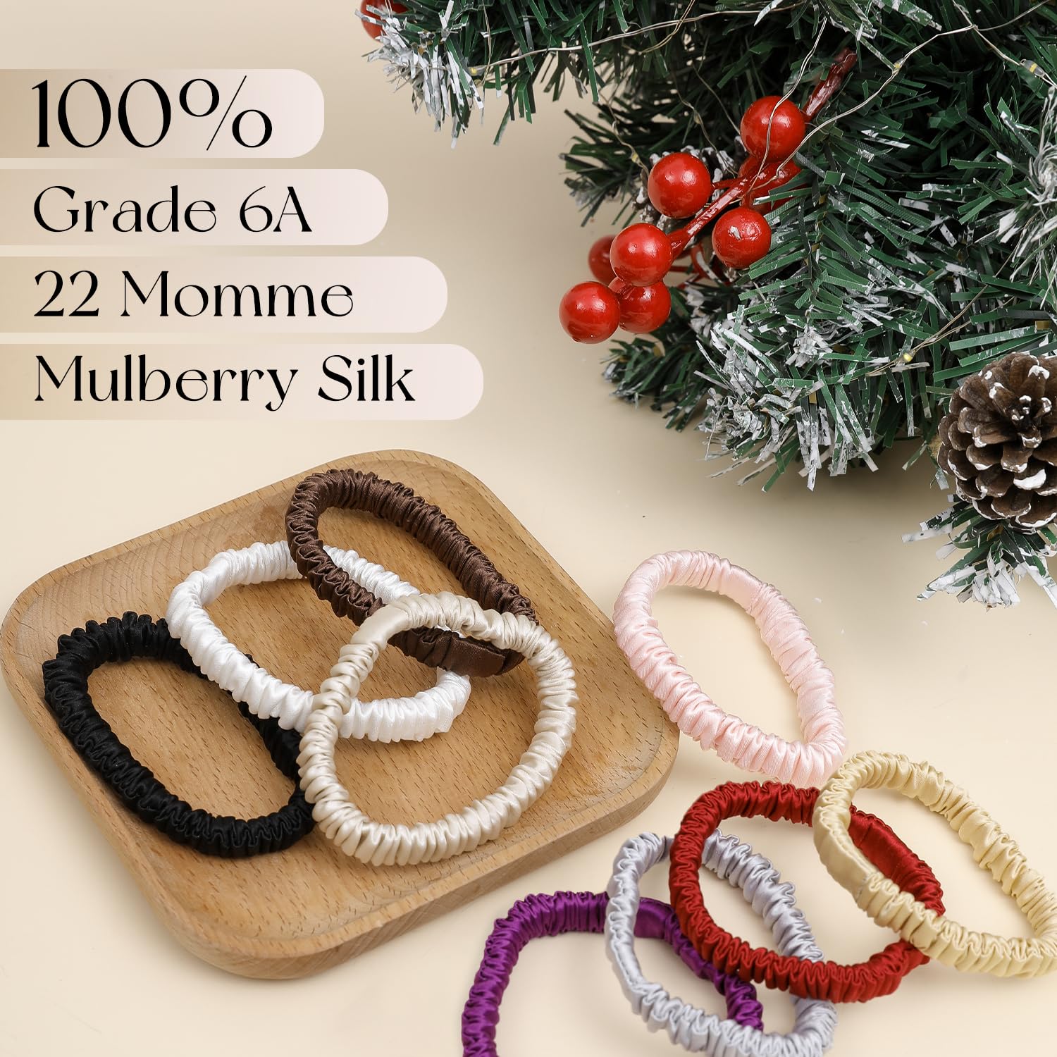 Pure Silk Scrunchies Hair Ties Frizz Prevention Elegant Minimal Chic Accessories Amazon.com : LILYSILK Silk Hair Scrunchies for  main image 2