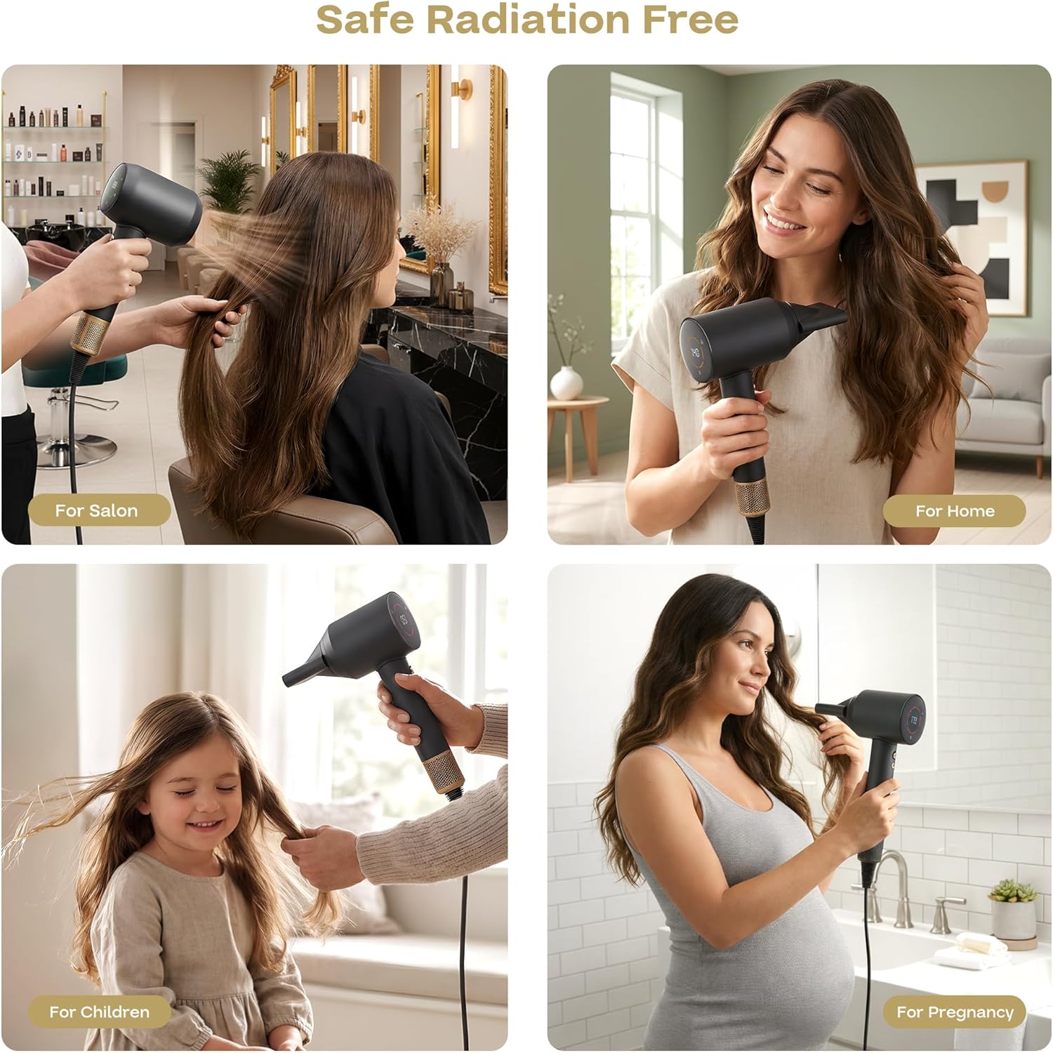 NeatToo Turbo Pro Hair Dryer | 3 Speed Settings with LCD Display | 500M Negative Ions for Smooth Shine | 160,000 RPM Brushless Motor | 1500W Fast Drying, Low Noise & Lightweight Blow Drye - Image 5