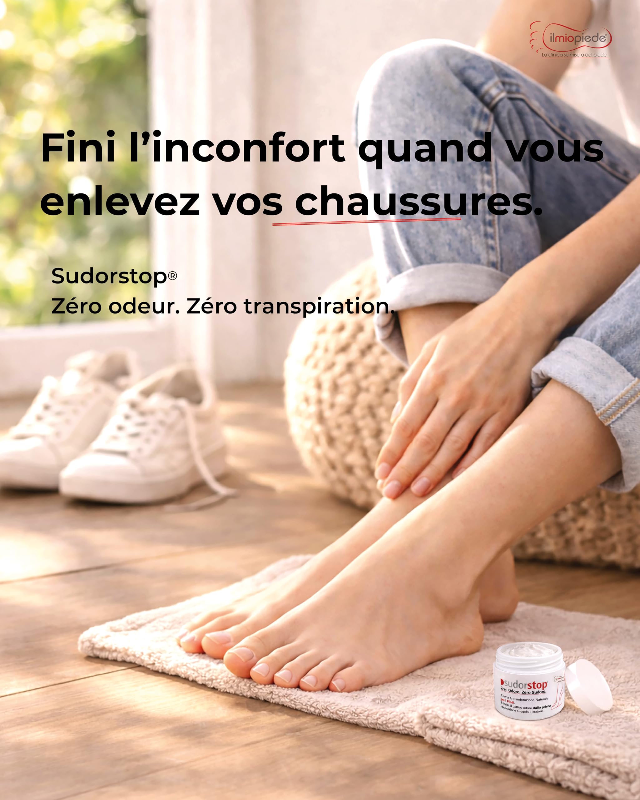 Crème naturelle contre la transpiration et les odeurs de pieds | Format Pot de ml.50 | Résultats immédiats | Sudorstop est produit en Italie