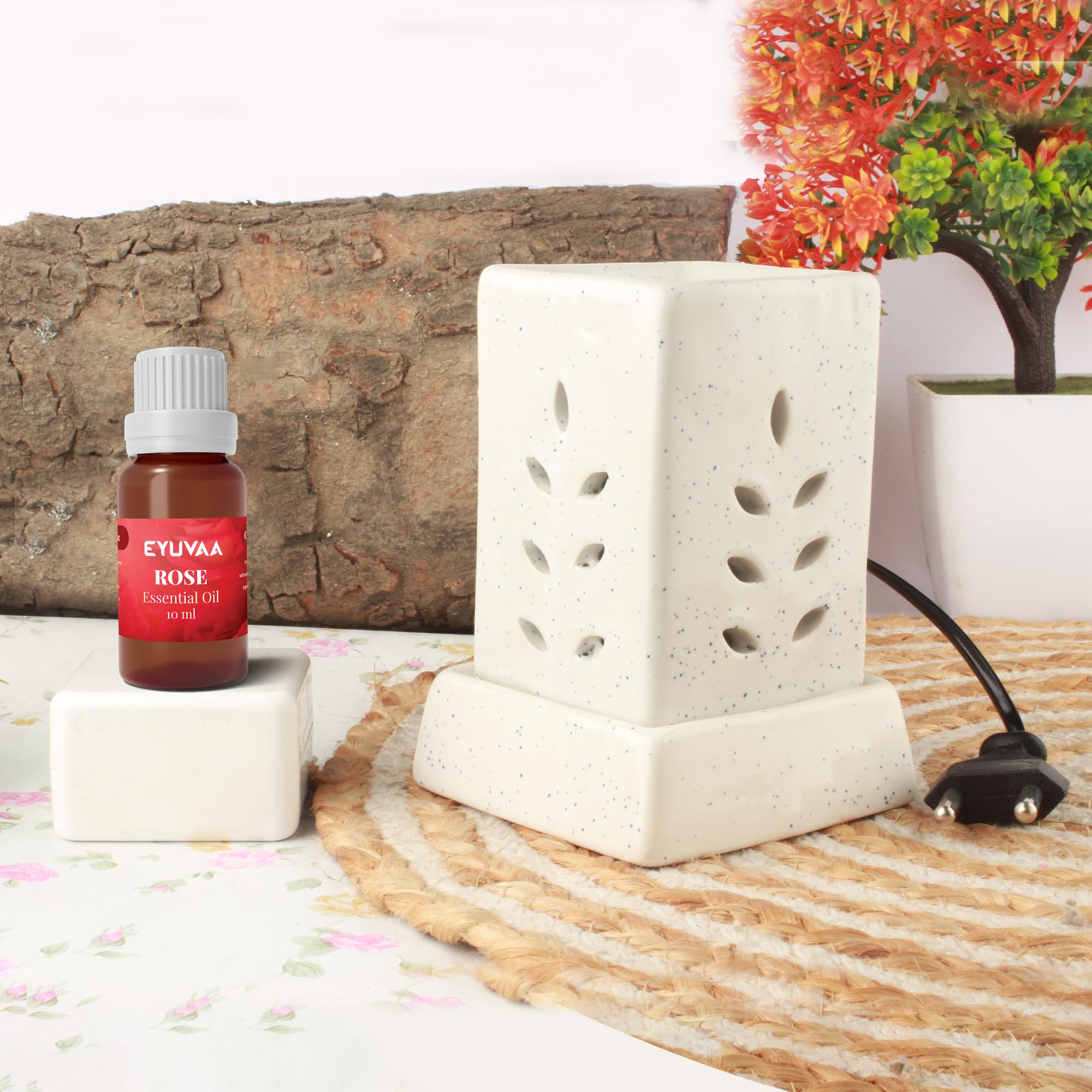 DECOVAA Pillar Shape Electric Aroma Diffuser | Oil Burners | Aromatherapy Ceramic Diffuser Set for Home | Oil Warmer Cum Night lamp with 10ml Essential Oil (Off-White) (Rose Fragrance) (B0CRV96D7M) Amazon Price History, Amazon Price Tracker