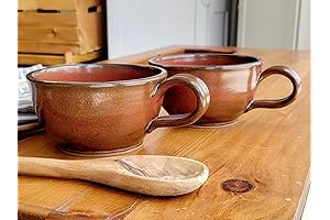 Farmhouse Style Deep Kitchen Serving Bowls with Handles Set of 2 - Hanging Chowder Mugs