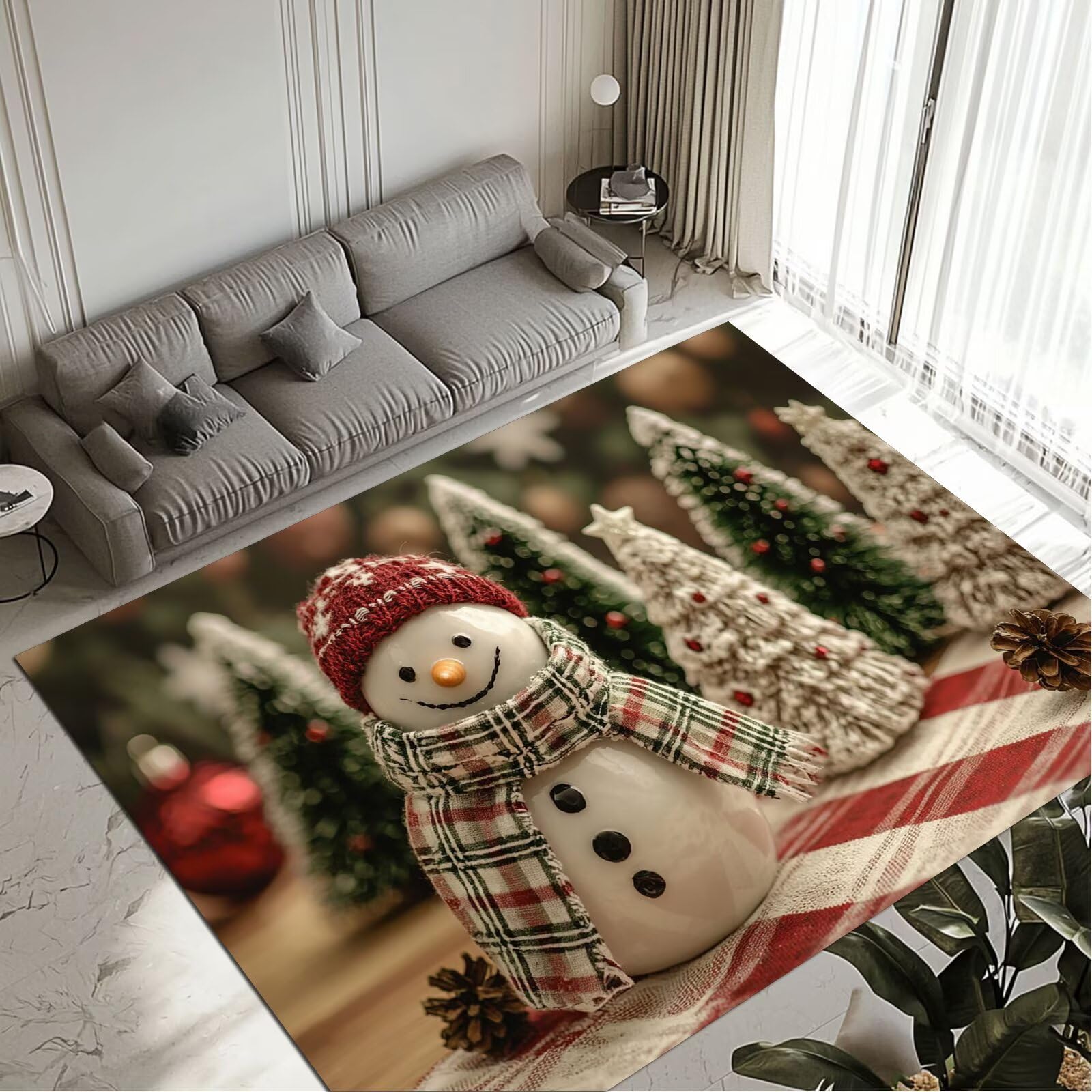 Grand tapis salon 100x200cm Tapis Tree lavable et imperméable pour entrée et bureau