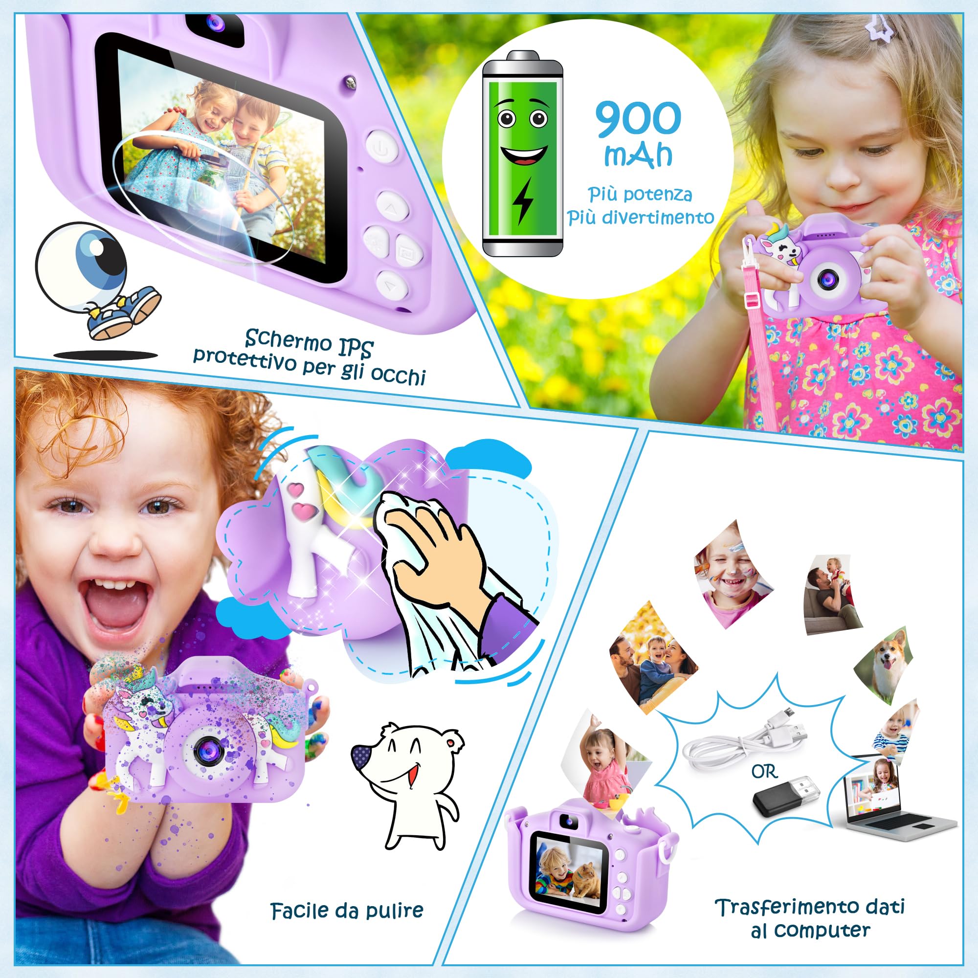 Macchina Fotografica Bambini, ARNSSIEN Fotocamera Bambini, Macchina Fotografica 1080P HD, Giochi Regalo Bambina e Bambino 3-9 anni, per Compleanni& Natale.10 Giochi Puzzle e Scheda da 32GB,X200