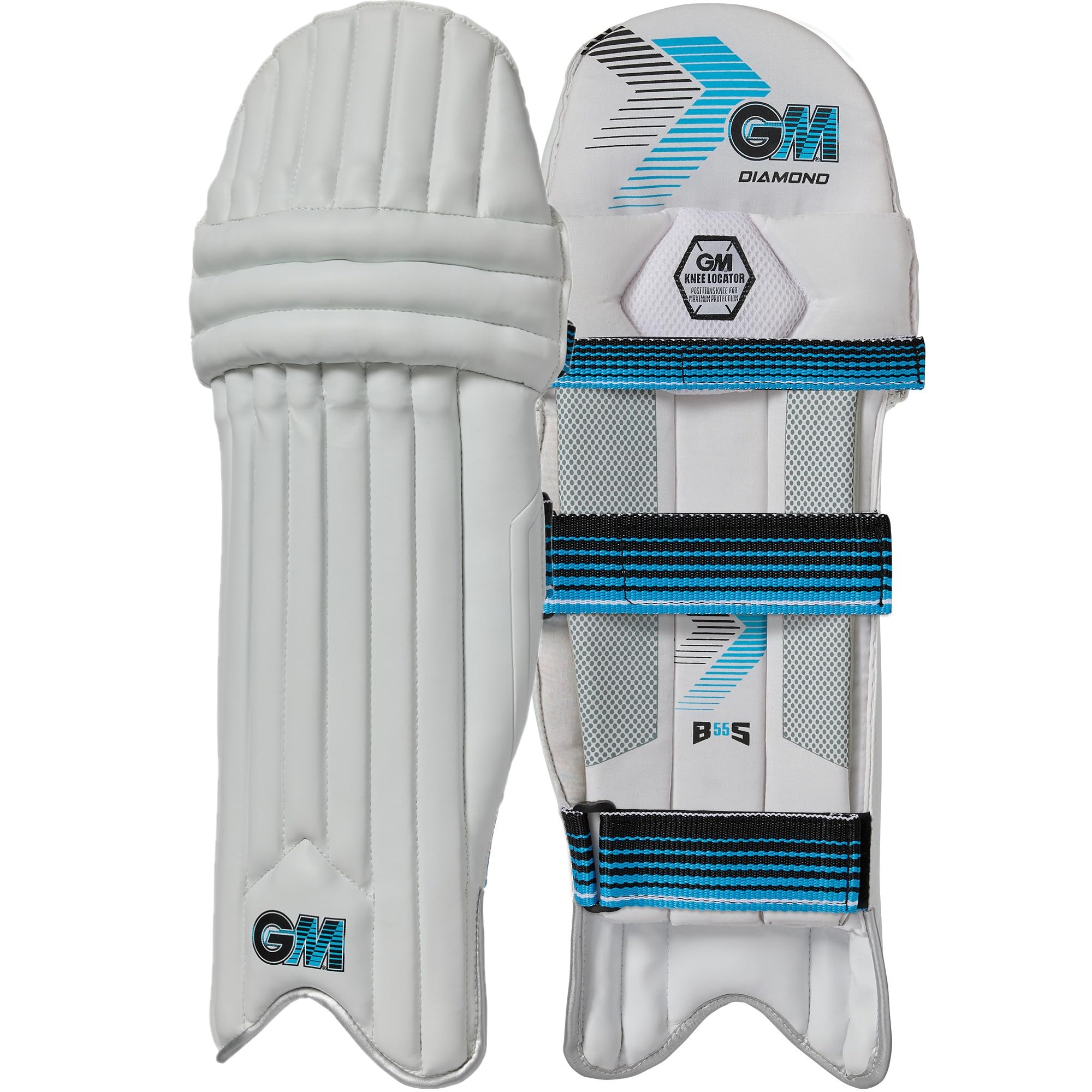 GM | Ben Stokes Diamond Cricket Batting Pads | High Density Foam & Reverse Cane | Small Junior Left Handed - 12.75" From Top of Instep to Middle of Knee | Approx 1.60 kg per Pair | 1 Pair | White