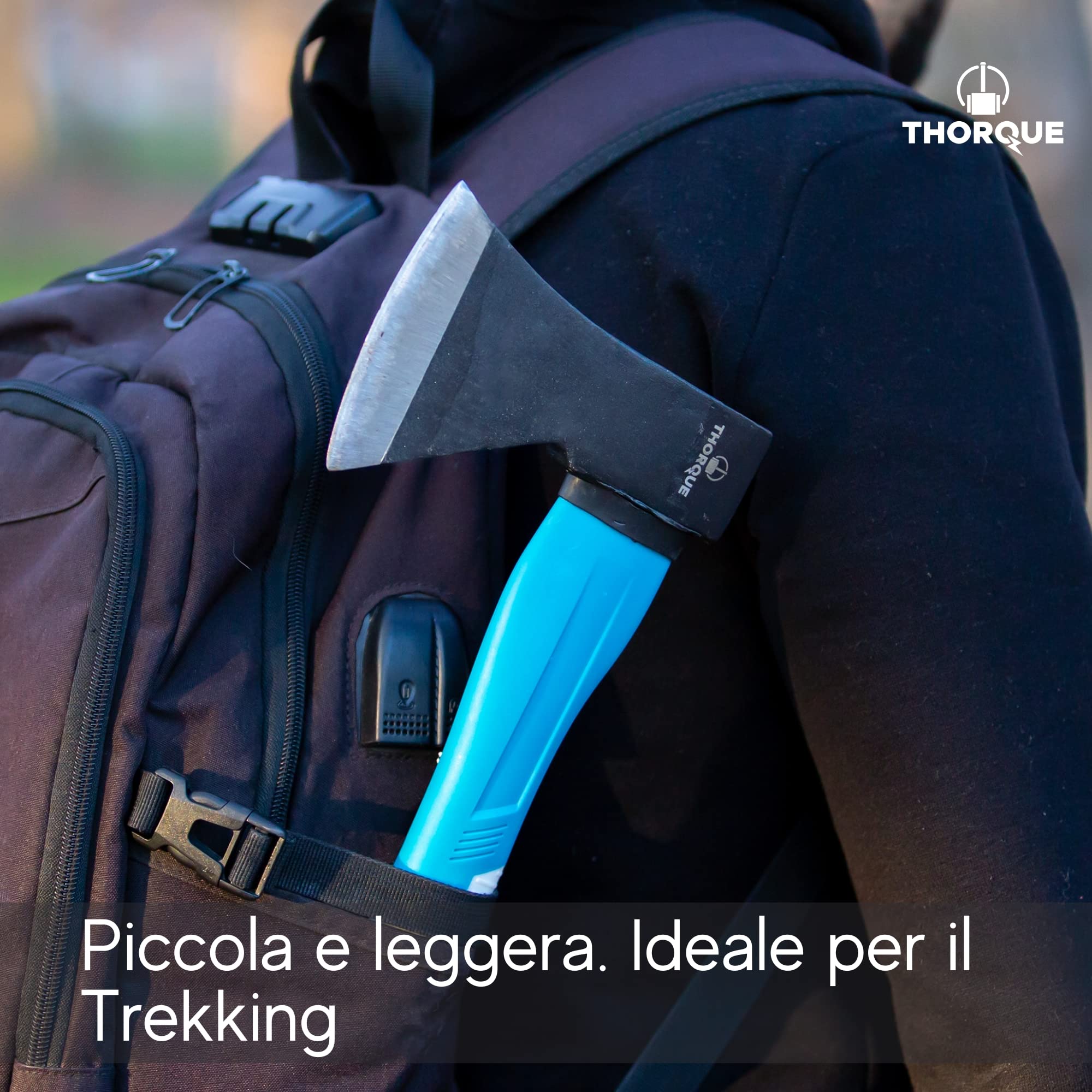 Ascia Spaccalegna Professionale 600gr Accetta Manuale Acciaio Manico Antiscivolo 900gr Peso Totale con Coprilama