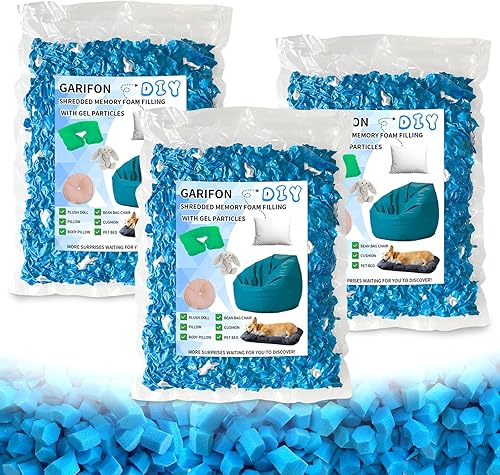 Garifon Relleno de espuma para puf, espuma viscoelástica triturada de 15 libras con partículas de gel, relleno suave de primera calidad para