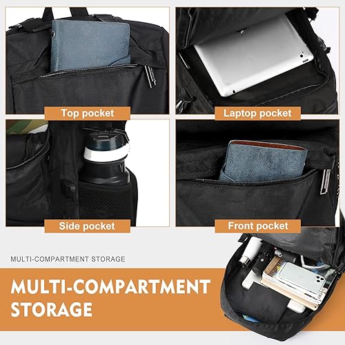 Miniatura 4 de VGCUB Mochila de viaje grande, mochila de transporte para mujeres y hombres, mochila de gimnasio aprobada por aerolíneas, Negro -, Ocio