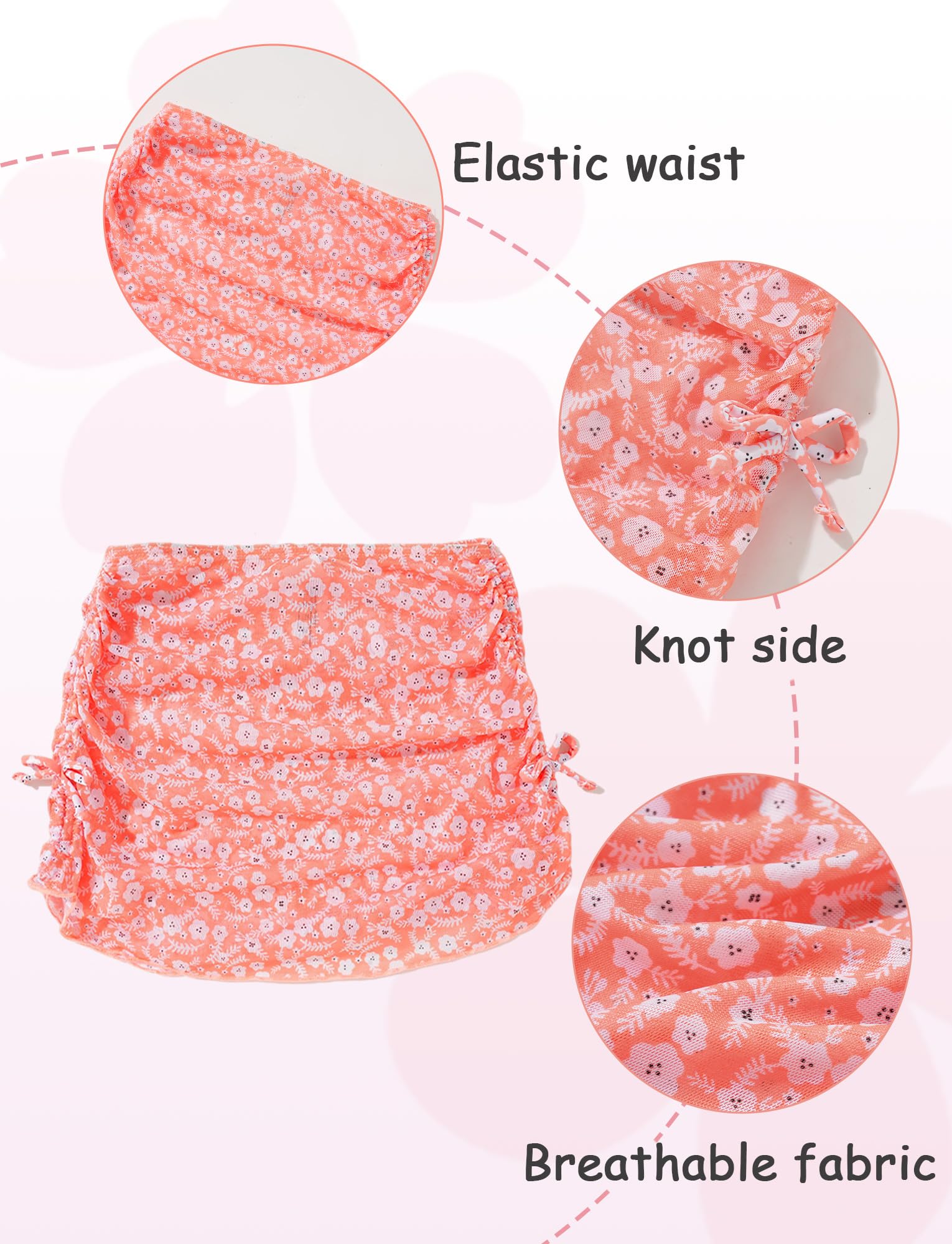 Maeau Grils - Costume da bagno estivo con motivo floreale, 3 pezzi, reggiseno imbottito, set bikini con coulisse in rete, costumi da bagno da spiaggia