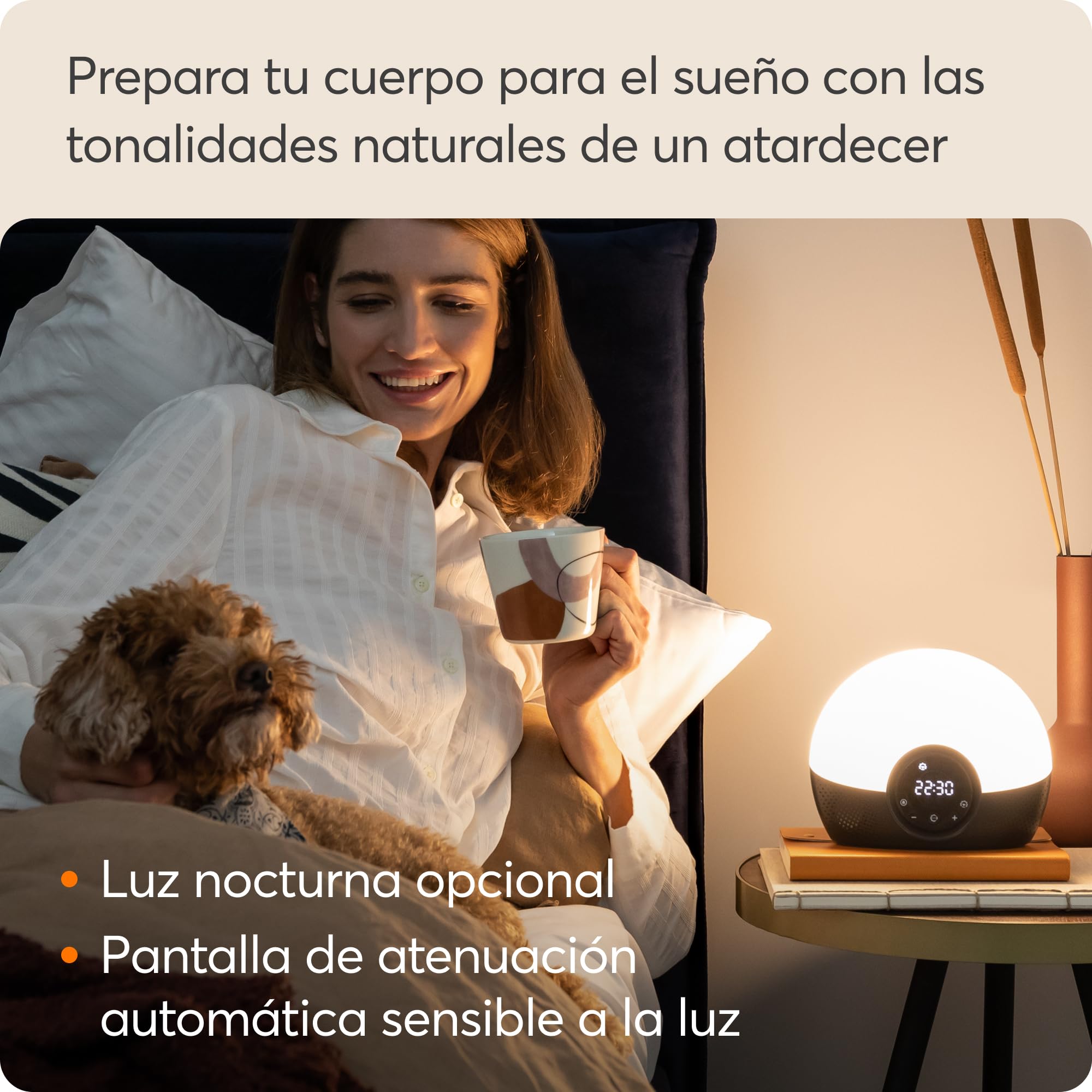 Lumie Bodyclock Glow 150 - Despertador con Luz, Simulación de Amanecer y Atardecer Graduales, Luz Regulable, 9 Sonidos