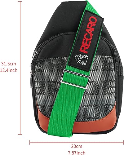 Miniatura 3 de BRIDE - Mochila cruzada de pecho RECARO con hombro verde, Negro