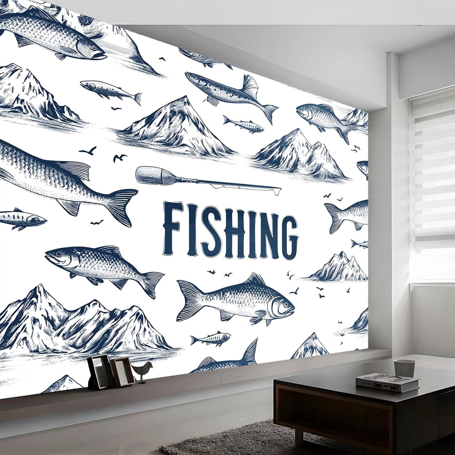 Papier peint poisson 3D : masquez vos murs avec une fresque 250x175