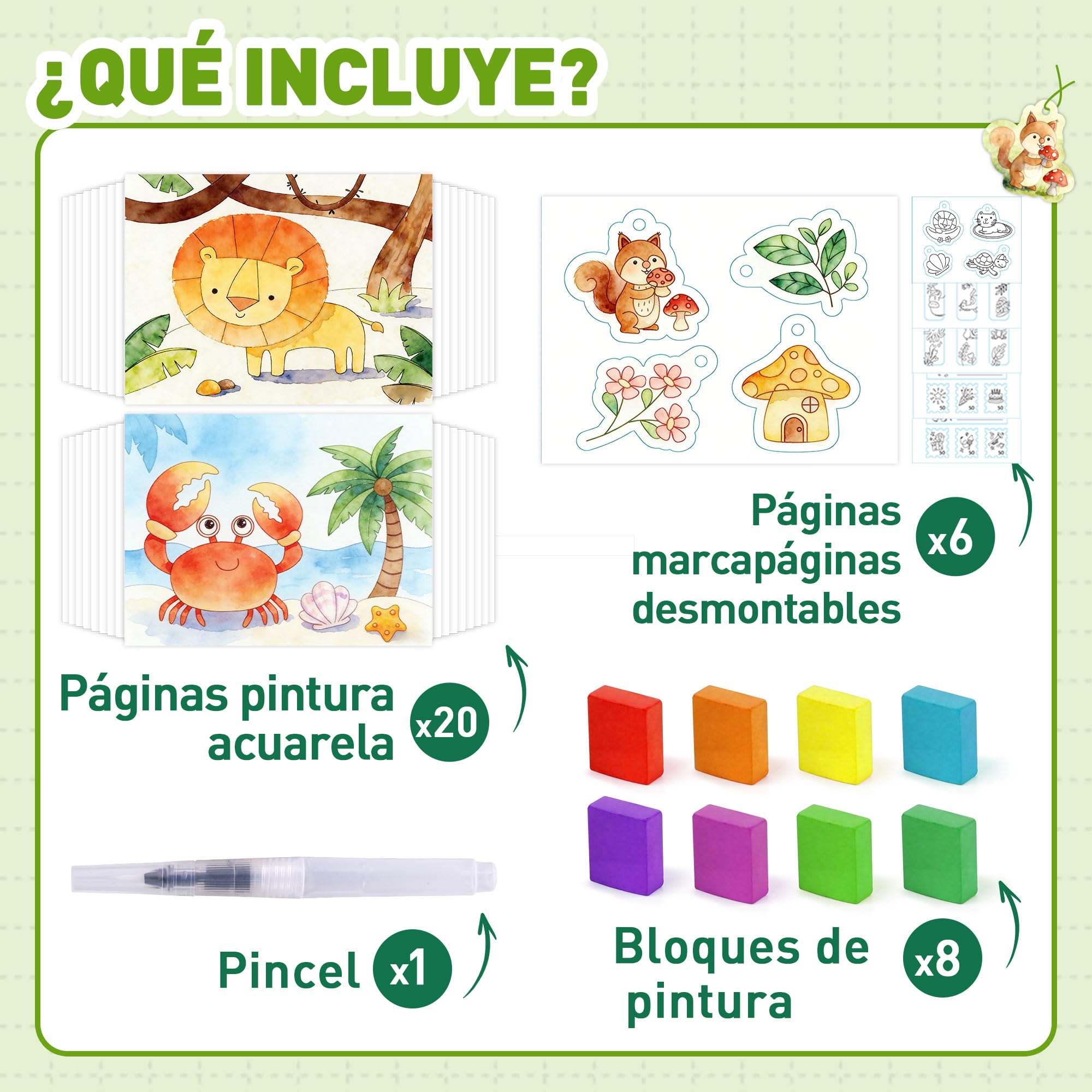 YPLUS Libro de Pintura con Agua para Niños 3-6 Años, Libro para Colorear Reutilizable con 8 Colores y Pincel de Agua, Juguete Creativo y Educativo, Regalo Infantil, Tema Animales