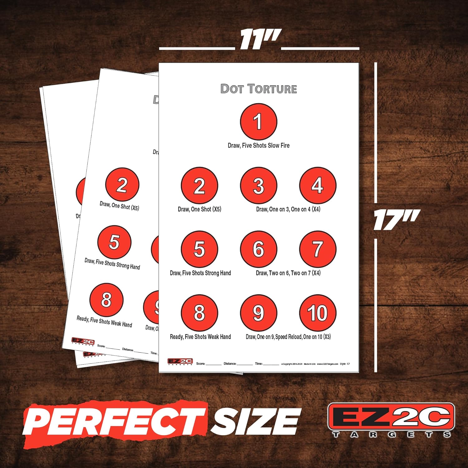 EZ2C Targets Style 17: Dot Torture Drill Shooting Pack, 11"x17" Paper Targets for Shooting Range, Compatible with Pistols and Handguns for Indoor and Outdoor Gun Range Target