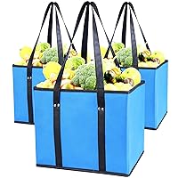 Vista 3 de musbus Bolsas de comestibles reutilizables plegables a granel con asas reforzadas, bolsas de compras para comestibles, cocina grande resistente