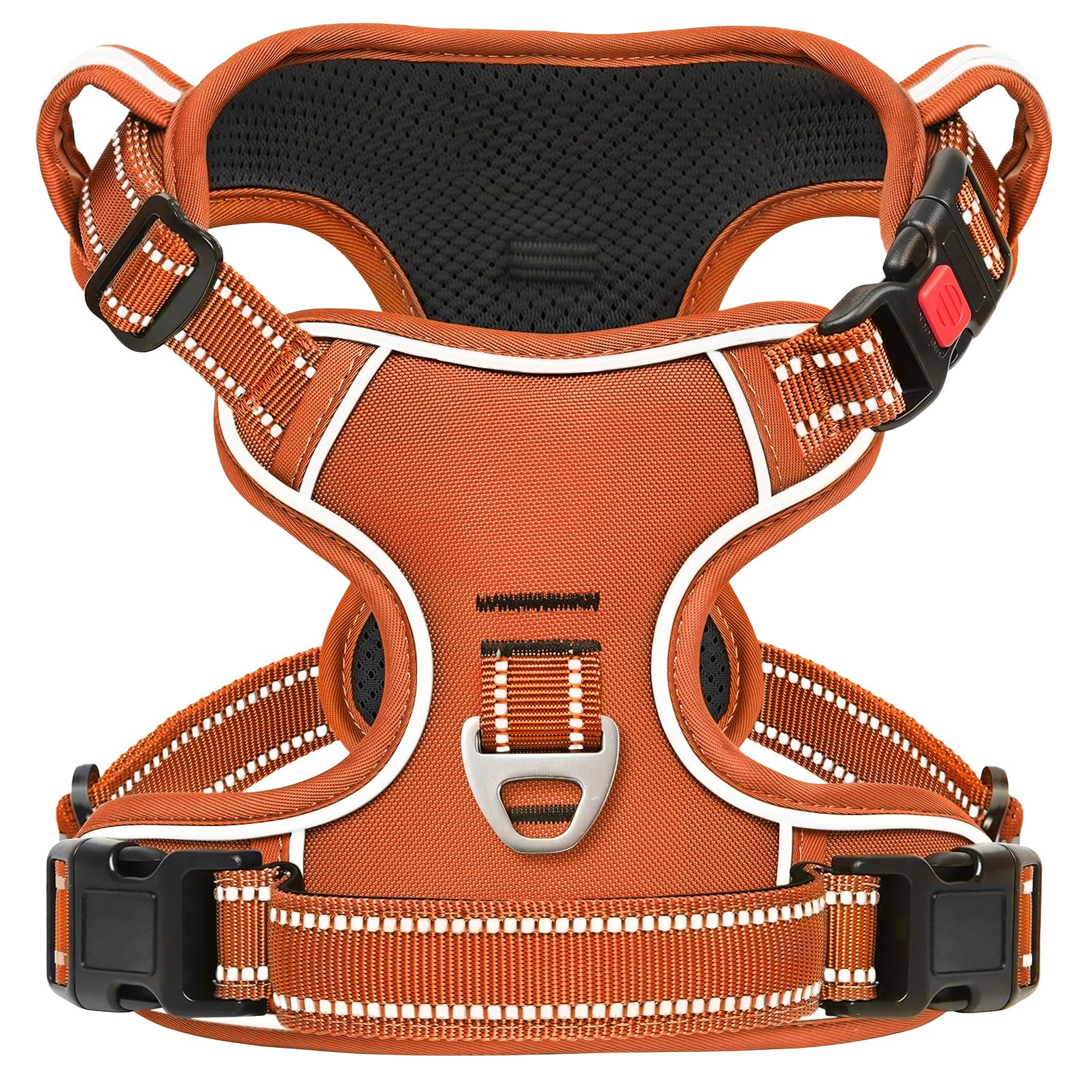 HEELE Dog Harness No Pull Release on Neck with Lockable Buckle, Front Back Clips Dog Vest Harness Reflective Adjustable Padded, Easy Control Handle for Outdoor Walking Training, Pumpkin Orange, L