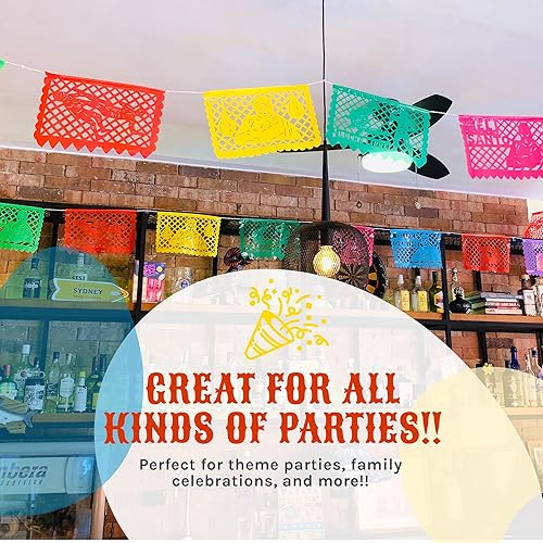 Miniatura 5 de Paquete de fiesta Lucha Libre. Piñata extra grande y resistente con Lucha Libre Papel Picado Plástico Paquete de 2