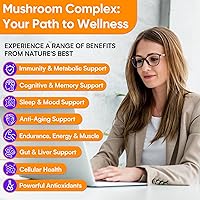 Vista 6 de Mushroom Gummies for Adults 4000mg, Brain Supplements for Memory and Focus, 26 in 1 Mushroom Supplement Complex with Ashwagandha & Lion's Mane