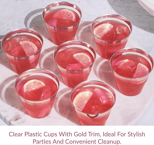 Vista 34 de Vasos de plástico transparente de 9 oz, vasos desechables pequeños, vasos antiguos de moda, 200 unidades, vasos de plástico duro, ideal para vino