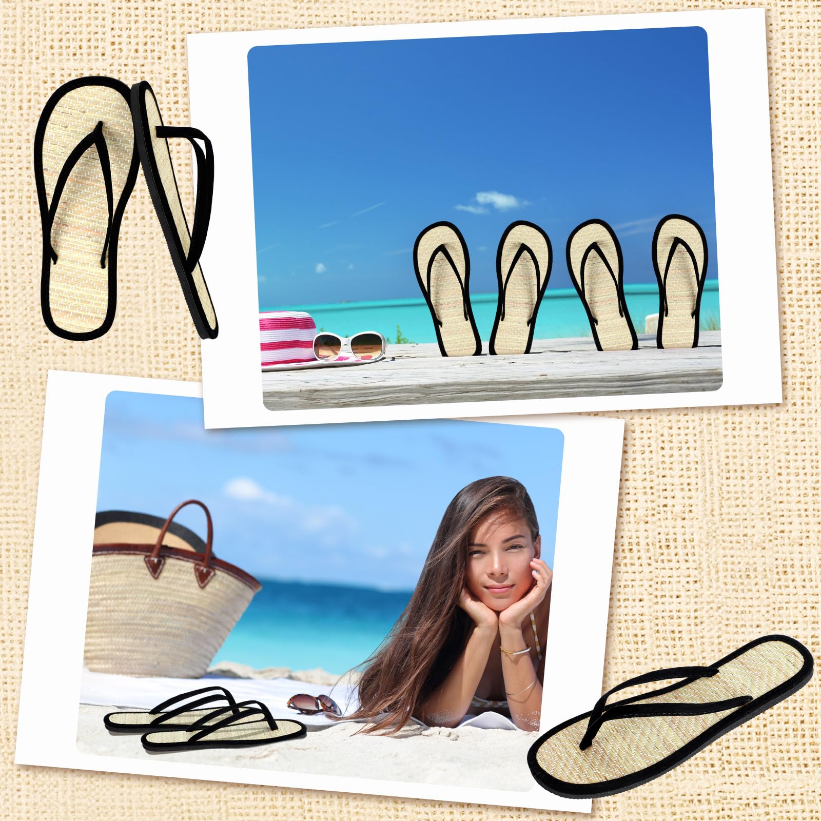Cozypower Chanclas de bambú para mujer, antideslizantes, ligeras, para interiores, verano, playa, sandalias tejidas de bambú