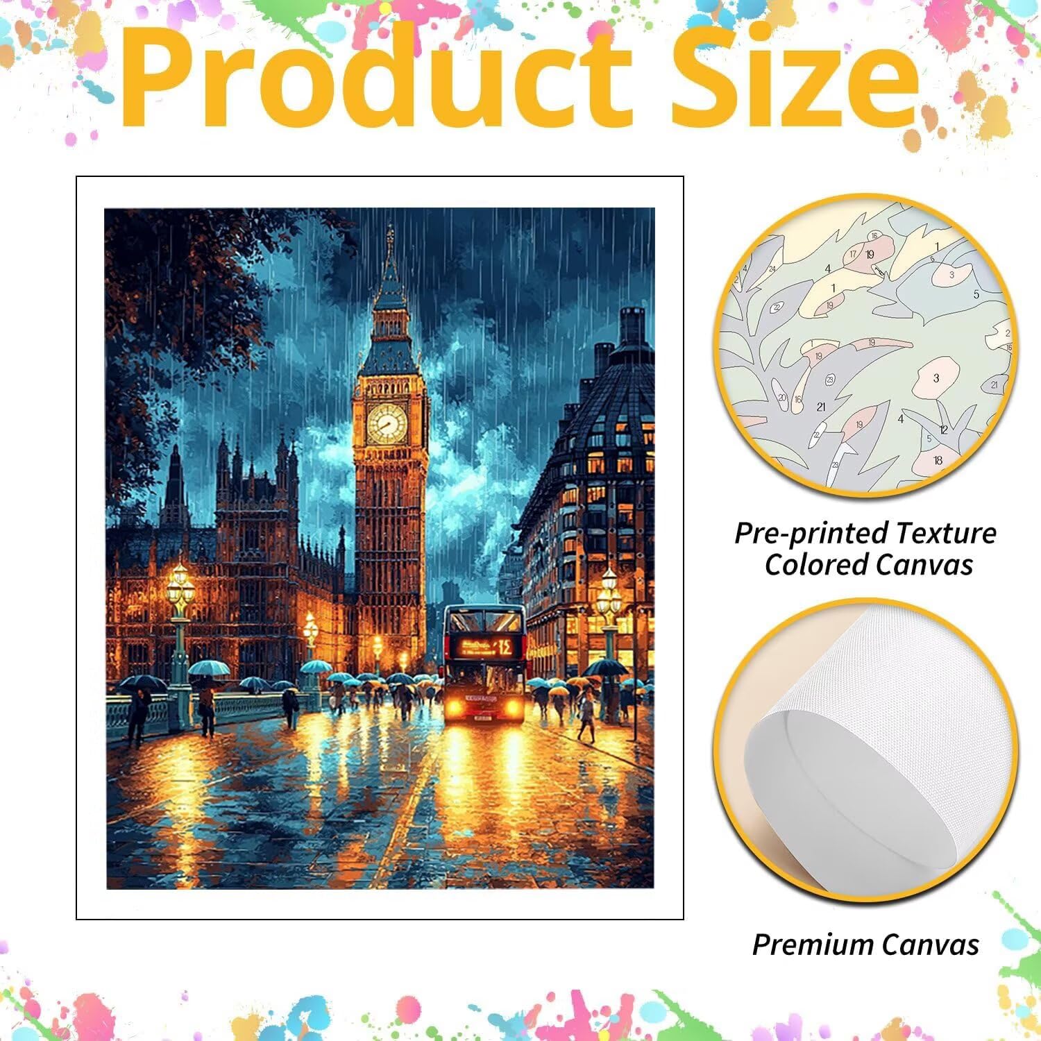 Vista notturna di Londra Dipingere con i Numeri per Adulti, 70x90cm a-597 | Pittura a Olio Kit, fai da te Quadri da Dipingere Numerat, Adulti Bambini Hobby Creativi,Pittura Adulti Decora la Casa Regalo