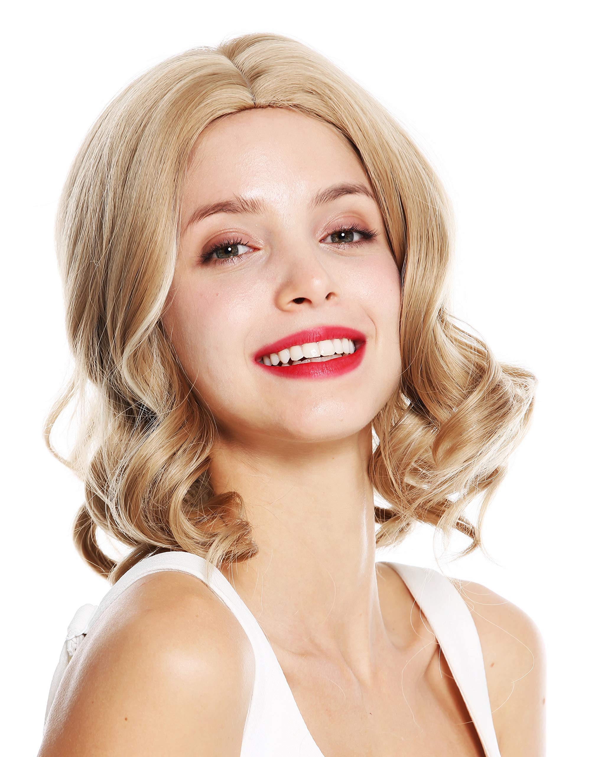 WIG ME UP - 1957-24H88 women's quality wig shoulder length cute dinky middle parting curly tips blonde highlights - Image 2