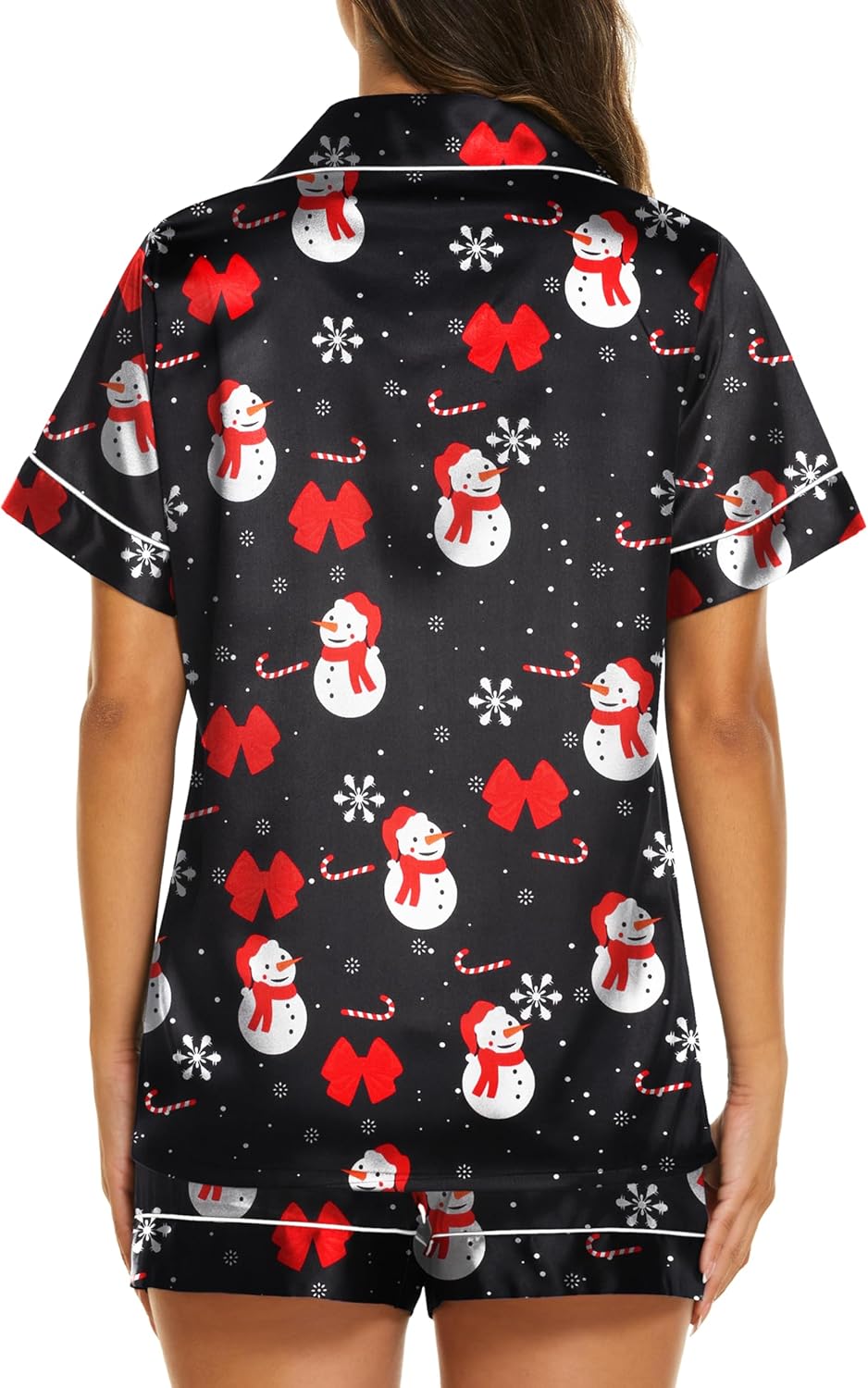 Ekouaer Silk Pajamas for Women Short Sleeve Sleepwear Soft Button Down Loungewear 2 Piece Satin Pjs Shorts Set - Image 2