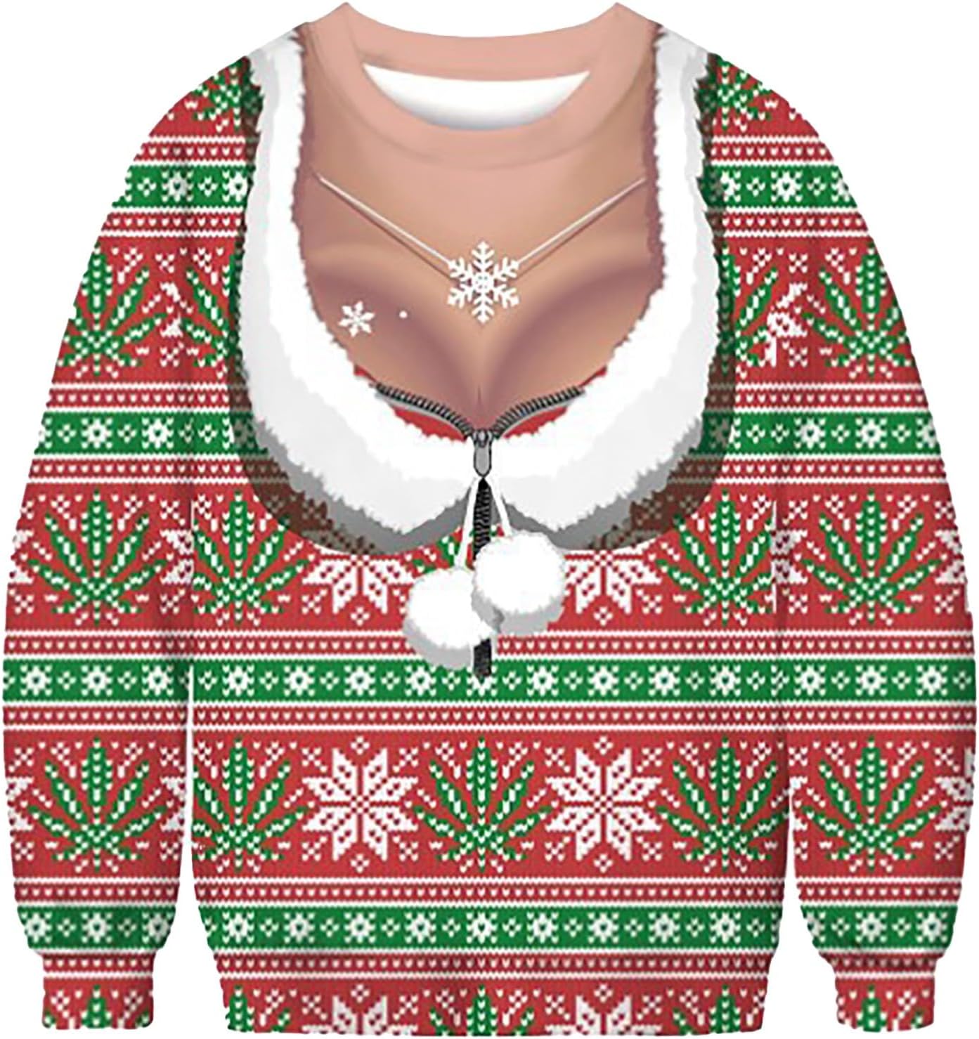 Hauts de Noël pour femmes Sweat-shirts à manches longues Nouvelle impression numérique 3D Pull à col rond Parodie de Noël Impression étrange Pull Vêtements de couple