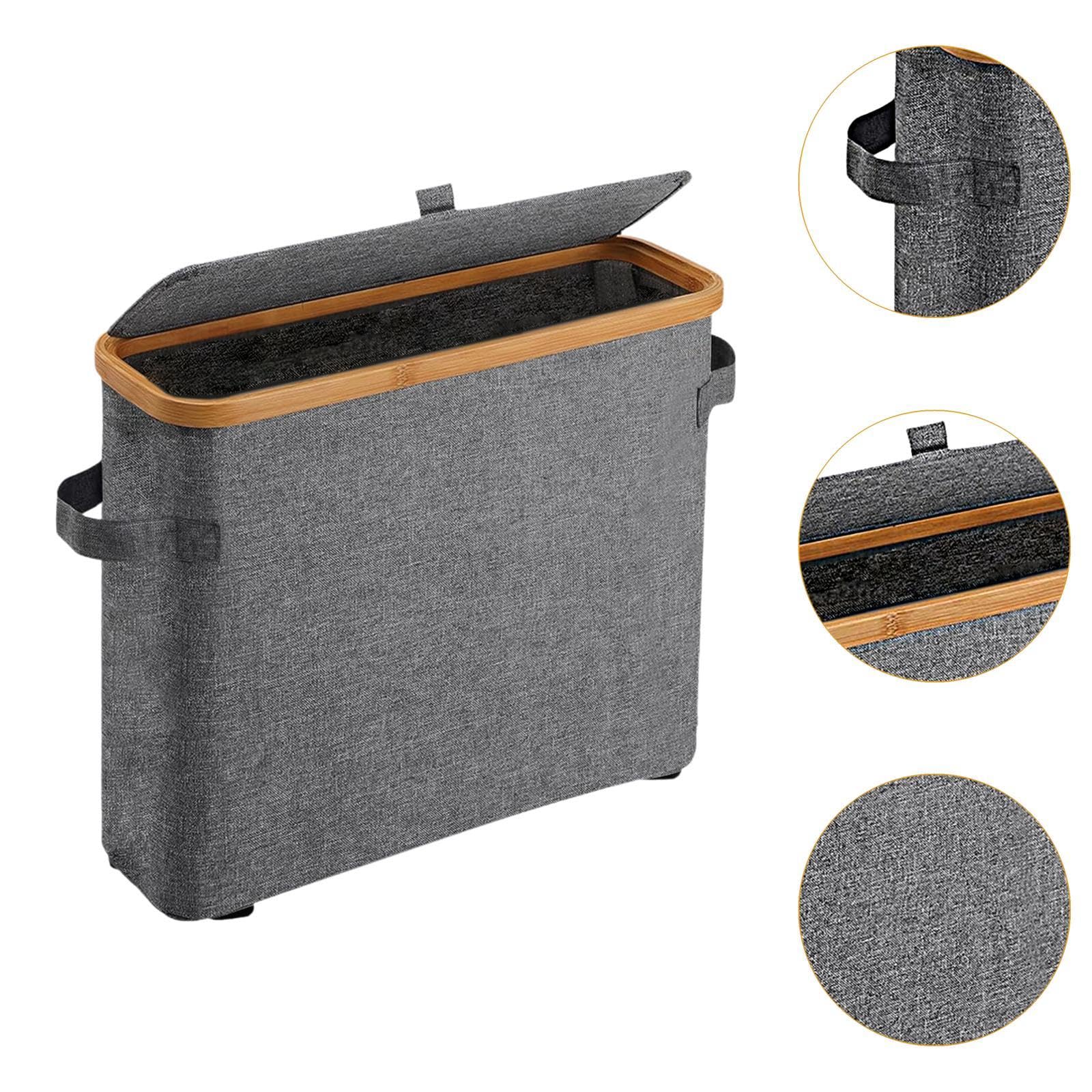 MagiDeal Rangement de papier toilette en bambou Support de papier toilette Accessoires multifonctionnels avec couvercle en bambou Grand pour placard de, Gris