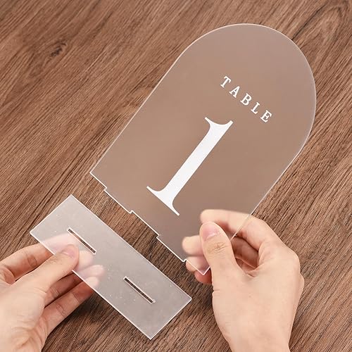 Miniatura 3 de uxcell 15 carteles acrílicos de arco transparente de 4.8 x 7 pulgadas con soporte, soportes de números de mesa de arco acrílico para decoración de