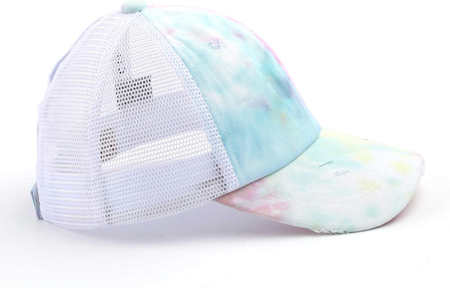 C.C Kids Criss-Cross Elastic Band Ponytail Caps Messy Buns Trucker Plain Baseball Cap (KIDS-BT-791)