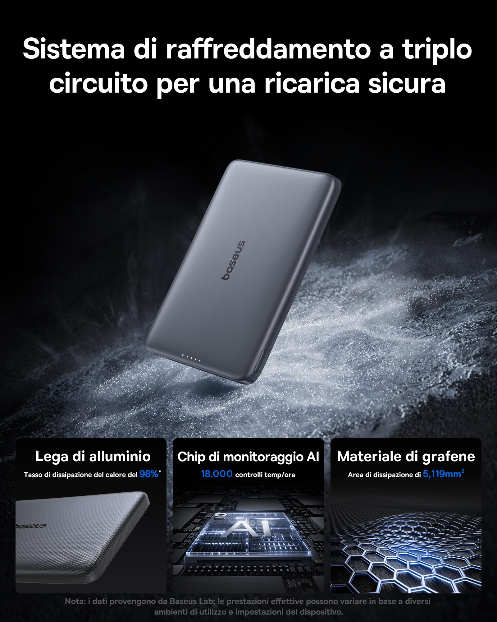 Baseus Picogo AM41 Power Bank, Ultra Slim 10000mAh Qi2 Magsafe Powerbank 15W Wireless, Ricarica Rapida PD 27W, Mini Magnetico Batteria Esterna con cavo USB C per iPhone 16/15/14/13/12, Grigio Spazio