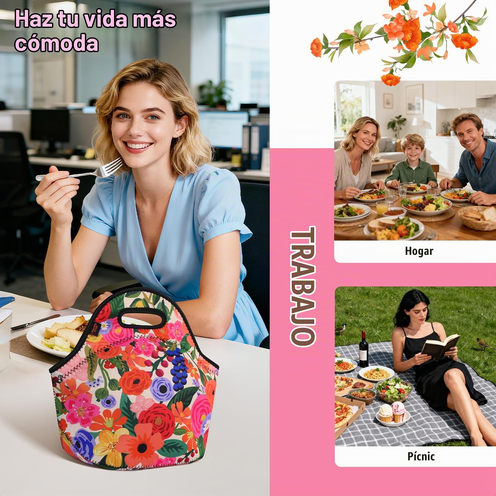Bolsa Termica Porta Alimentos Mujer Hombres Neopreno Porta Bolsa Comida Trabajo Bolsa Merienda Fiambrera Bolsas Termicas Almuerzo Saco Termico Isotermica Portatil Lunch Bag Lonchera Picnic