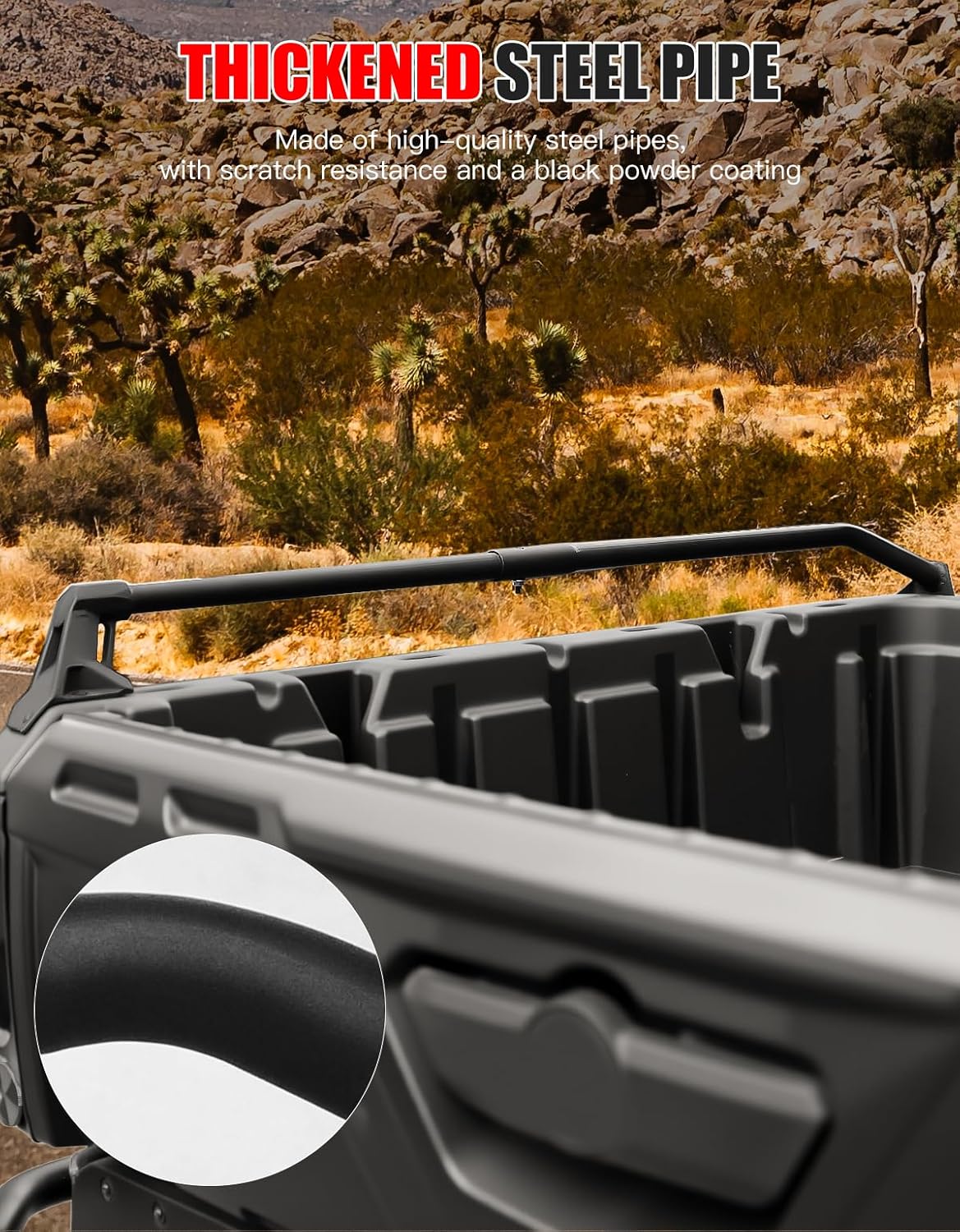 Cargo Bed Rails for Can-Am Defender - Heavy Duty Steel Tube Combined Side Rails Kit, Tie Down Anchor & Bed Protection for Defender/Defender Max HD5 HD7 HD8 HD9 HD10 2016-2025 (A Pair)