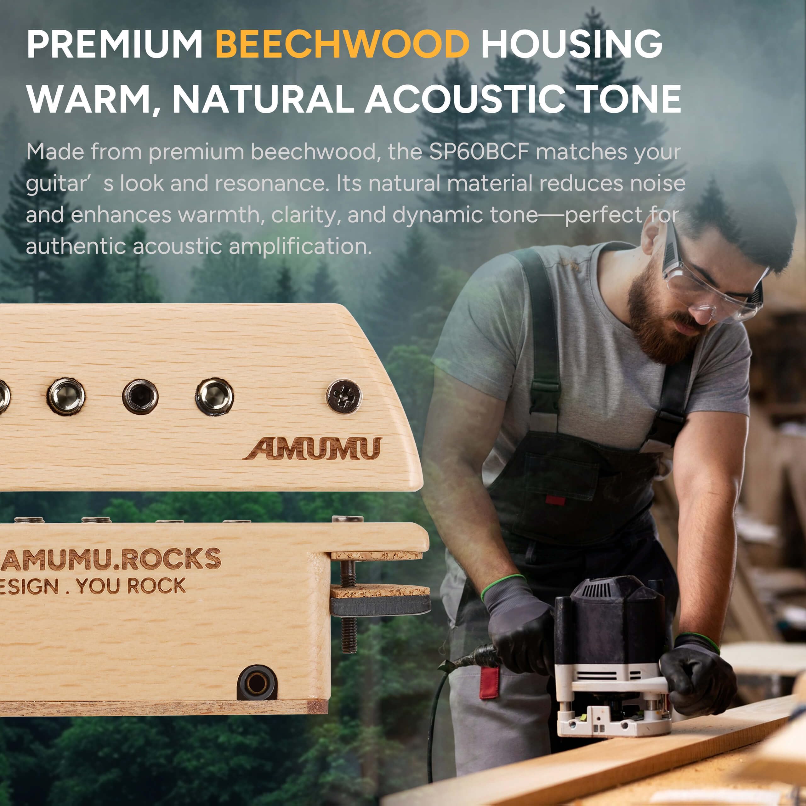 AMUMU SP60BCF Magnetischer passiver Schallloch-Humbucker-Tonabnehmer für Akustikgitarren