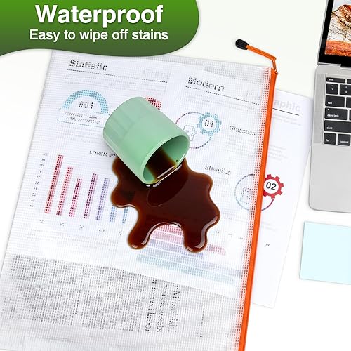 Miniatura 4 de Umriox Paquete de 16 bolsas grandes con cremallera de 16.9 x 12.4 pulgadas, bolsa con cremallera de malla A3 de 16 colores para organizar