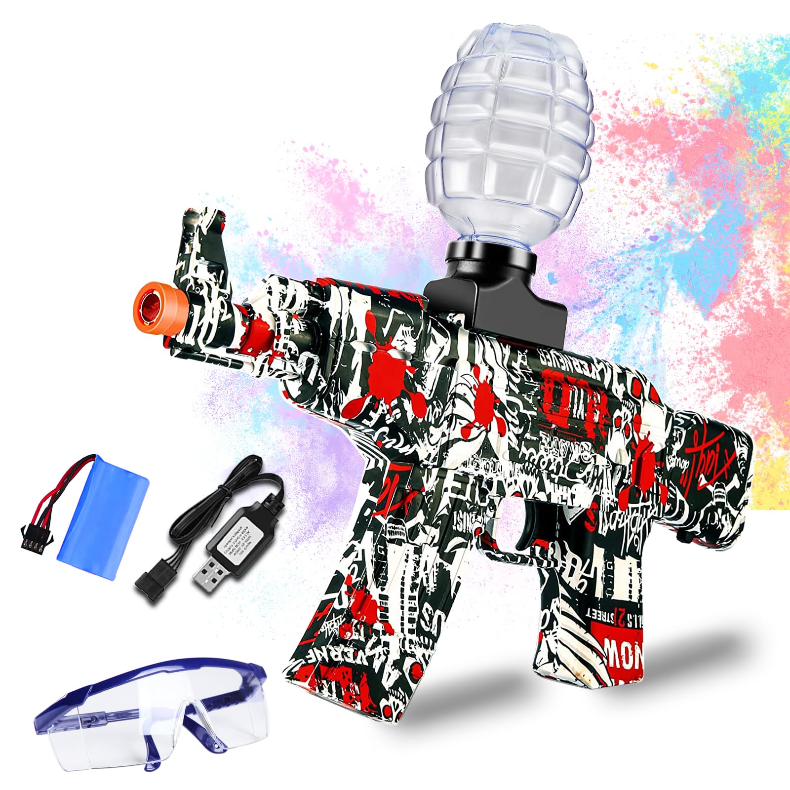 Toy Blaster, Automatic Electric Toy Foam Blasters With 20000+Goggles+10 Recycle Soft Bullets Blasters Pistol For Children & Adults Outdoor (RED)