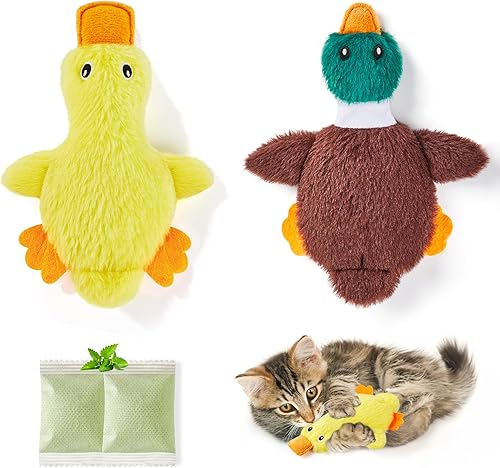 Potaroma Juguetes para gatos con hierba gatera con sonido arrugado, 2 piezas, sin desorden, juguete para gatito, duradero, mordida felina, juguetes