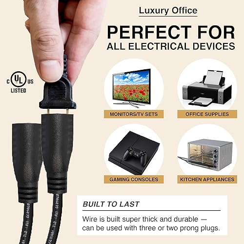 Miniatura 5 de Divisor de alimentación de 2 vías y cable de extensión de 1 a 2 pies - Tira de cable de 1 a 2 con salida de 3 clavijas y cable de extensión estilo Y