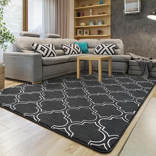 Miniatura 1 de HOMORE Alfombra de área peluda para sala de estar, alfombra de espuma viscoelástica de 6 x 9 pies para dormitorio de niñas, alfombra moderna y