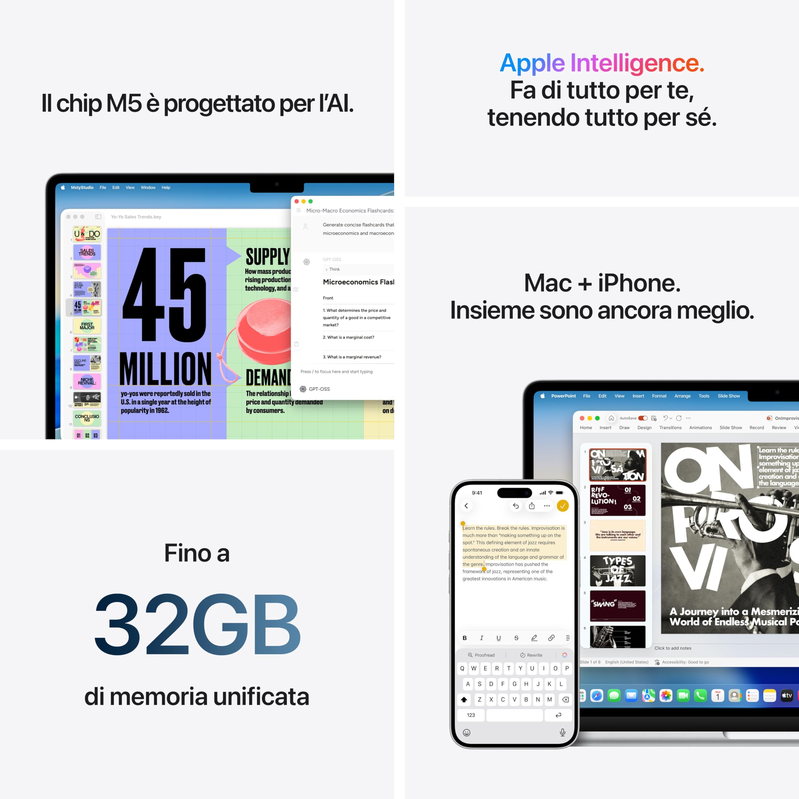 Apple MacBook Air 13'' con chip M5: progettato per l’AI, display Liquid Retina da 13,6'', 16GB di memoria unificata, 1 TB di archiviazione SSD, 10 CPU, 10 GPU, Wi Fi 7 – Mezzanotte