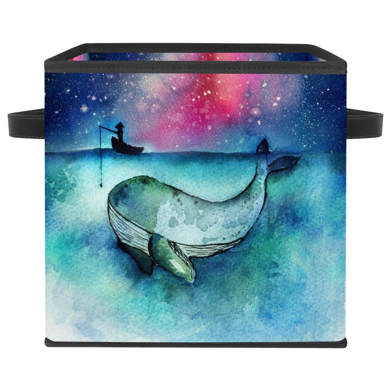 Boîte de rangement pliable baleine en tissu cube avec poignées pour ranger les jouets d'enfant