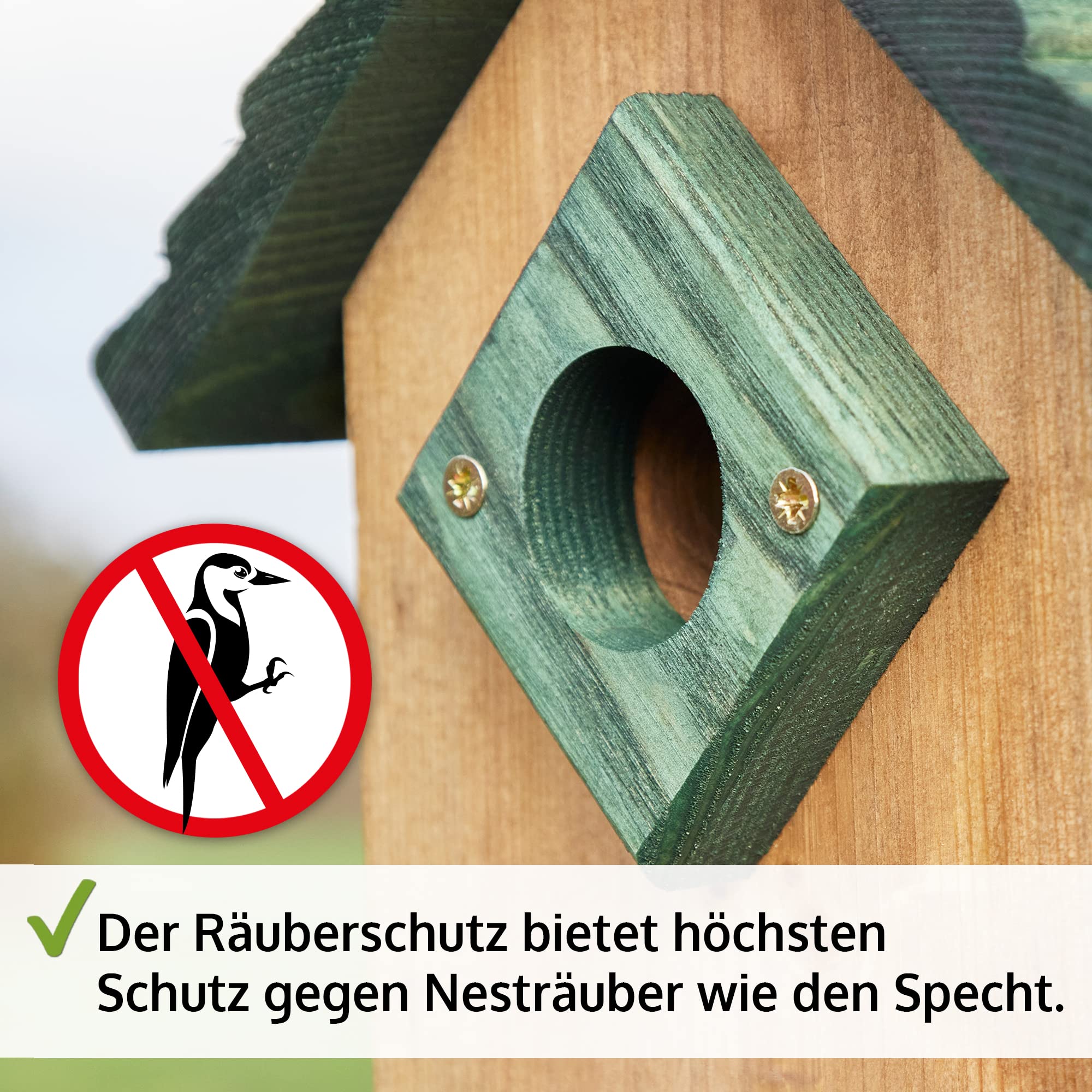zooprinz Stabiler Nistkasten für Wildvögel/Gartenvögel mit sicherem Schutz gegen Nesträuber – witterungsbe-ständig und langlebig für draußen – 2 Farben zur Wahl - Nistkasten
