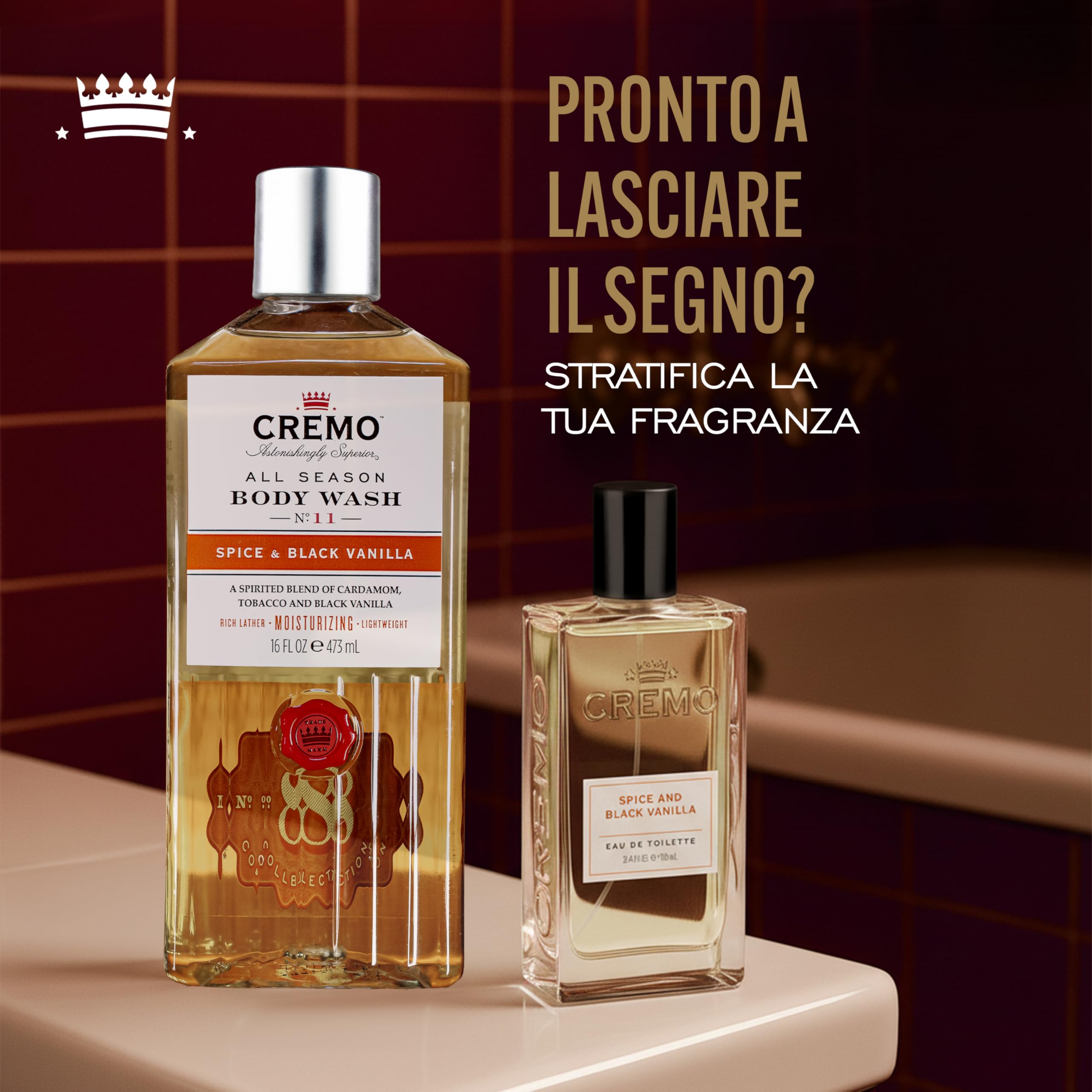 CREMO SPICE & BLACK VANILLA – Cofanetto Regalo Uomo Eau de Toilette 100 ml + Gel Doccia Corpo Corpo 473 ml Fragranza speziata e intensa