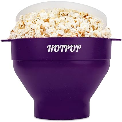 The Original Hotpop Microwave Popcorn Popper, Silicone Popcorn Maker, Collapsible Bowl Bpa Free and Dishwasher Safe (Dark Orchid)