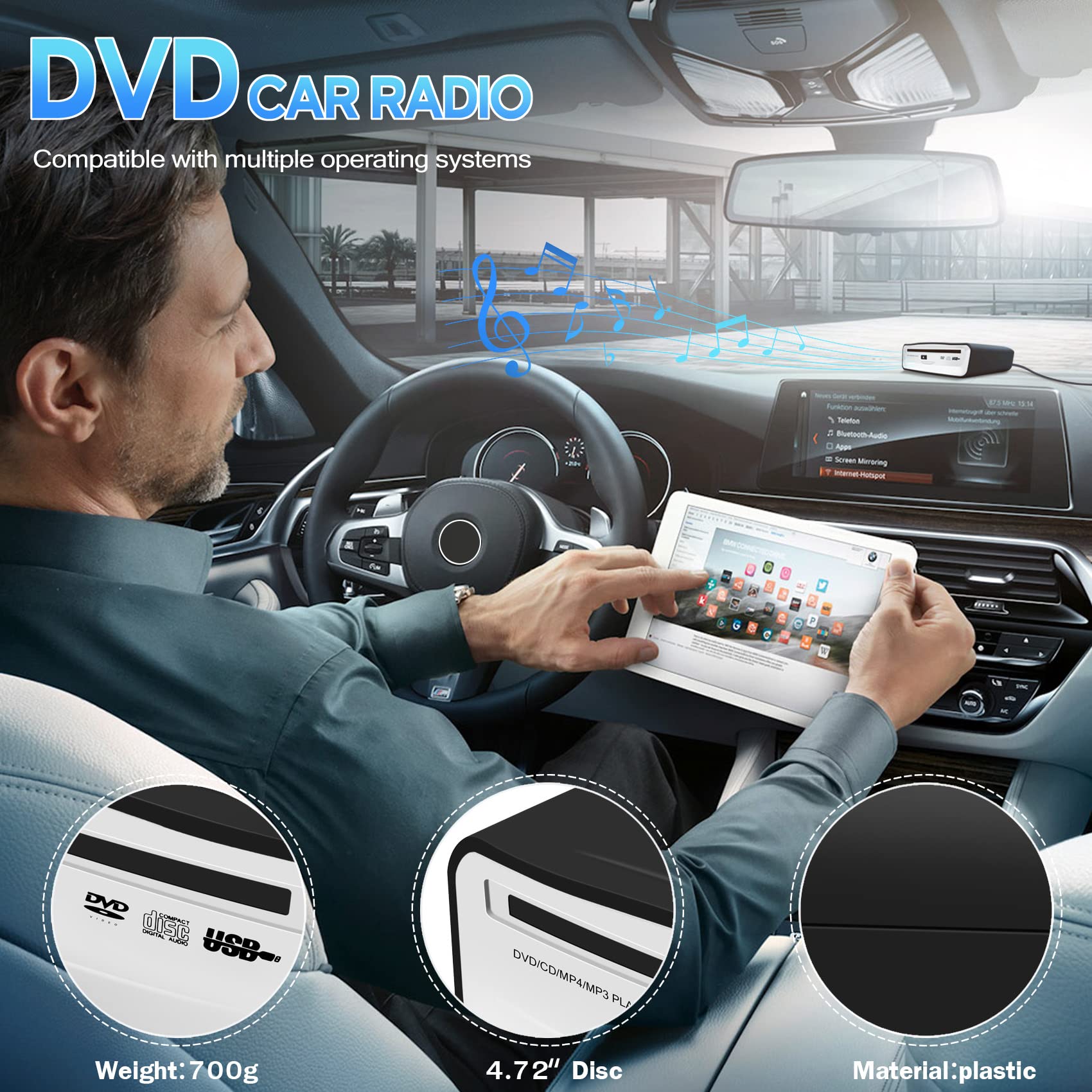 Interface USB 2.0 Autoradio CD/DVD Dish Box Player StéRéO Externe pour Android