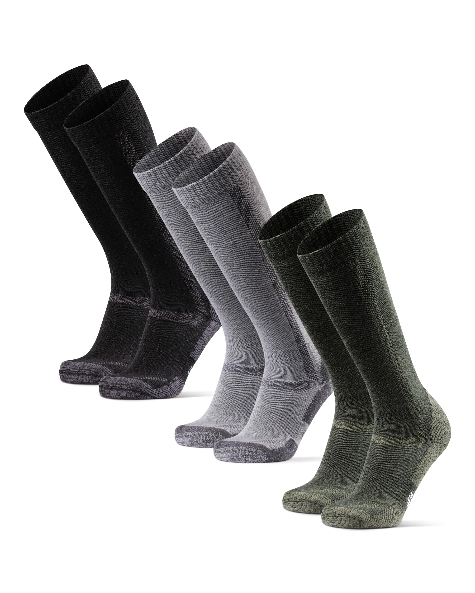 DANISH ENDURANCE Kniehohe Merino Wandersocken, Lange Thermo Wollsocken, Winter Kniestrümpfe, Oktoberfest Socken, Gepolstert & Anti-Blasen, Unisex, für Damen & Herren, 1 oder 3 Paar