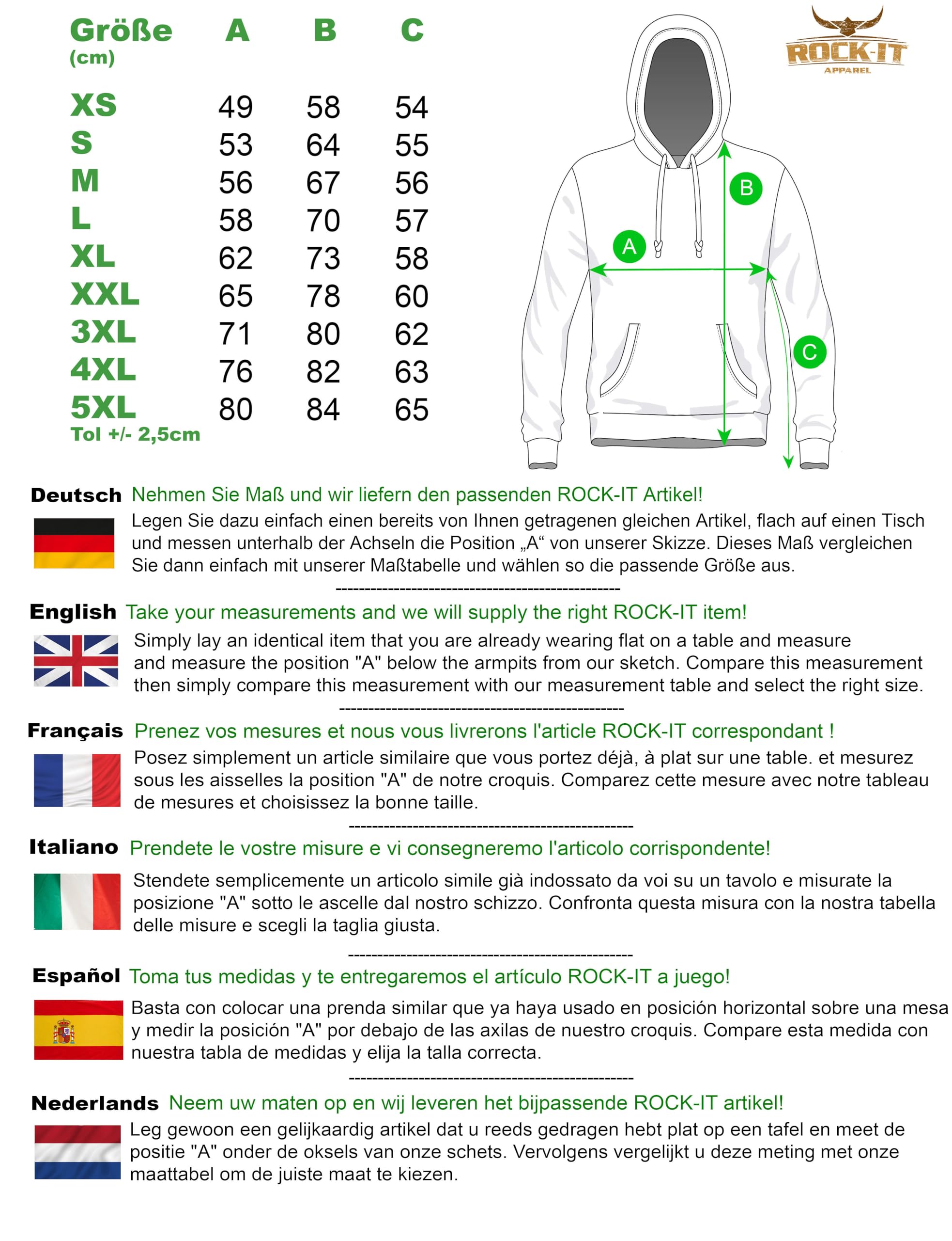 ROCK-IT Apparel Bluza z kapturem dla mężczyzn z kieszeniami bocznymi, ciężki i miękki materiał – z kapturem i kieszenią typu kangurka [rozmiary S-5XL] Hoodie czarna