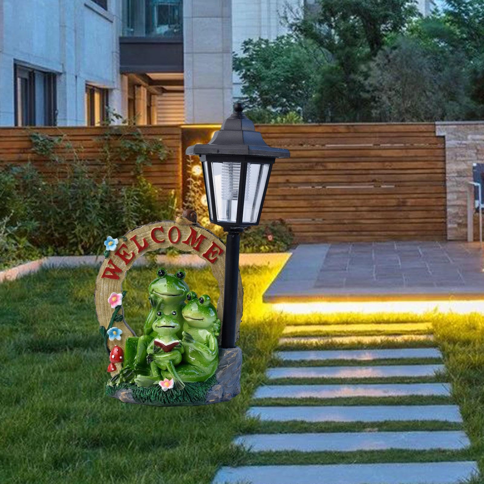 KESOTO Estatua de Jardín con Luz Solar, Iluminación Decorativa para Balcón, Parterre Y Terraza.