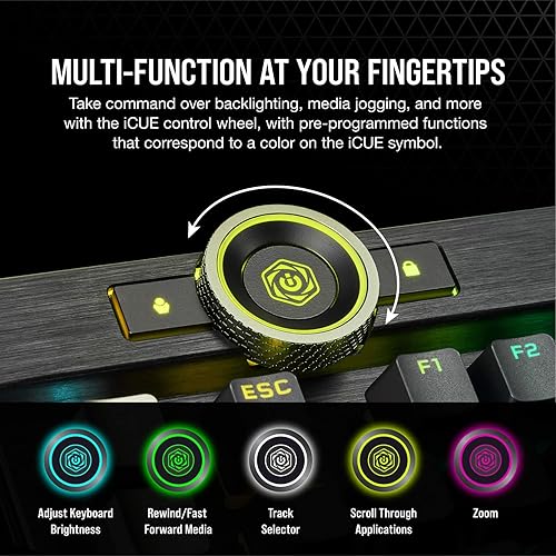 Corsair K100 RGB Optical-Mechanical Wired Gaming Keyboard - QWERTY US Layout, OPX Switches - PBT Double-Shot Keycaps - Elgato Stream Deck and iCUE Compatible - Black 4